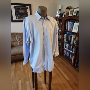 CM Gold Series Blue Plaid Button Front Dress Shirt Size 18 1/2